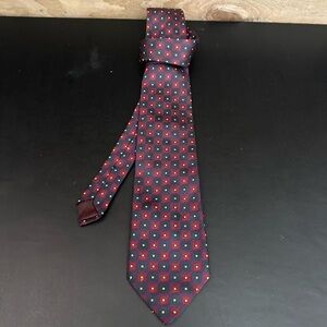 CERRUTI 1881 Men's 100% Silk Neck Tie FRANCE Designer Geometric Blue Burgundy